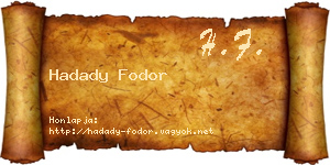 Hadady Fodor névjegykártya